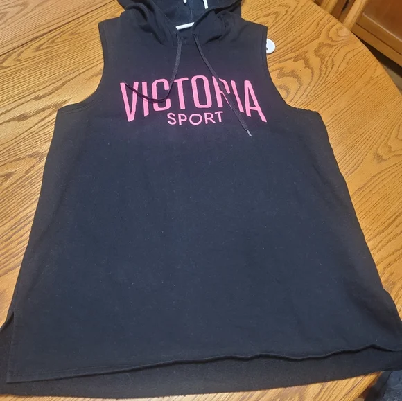 Victoria's Secret Black Sleeveless Hoodie - Picture 1 of 5